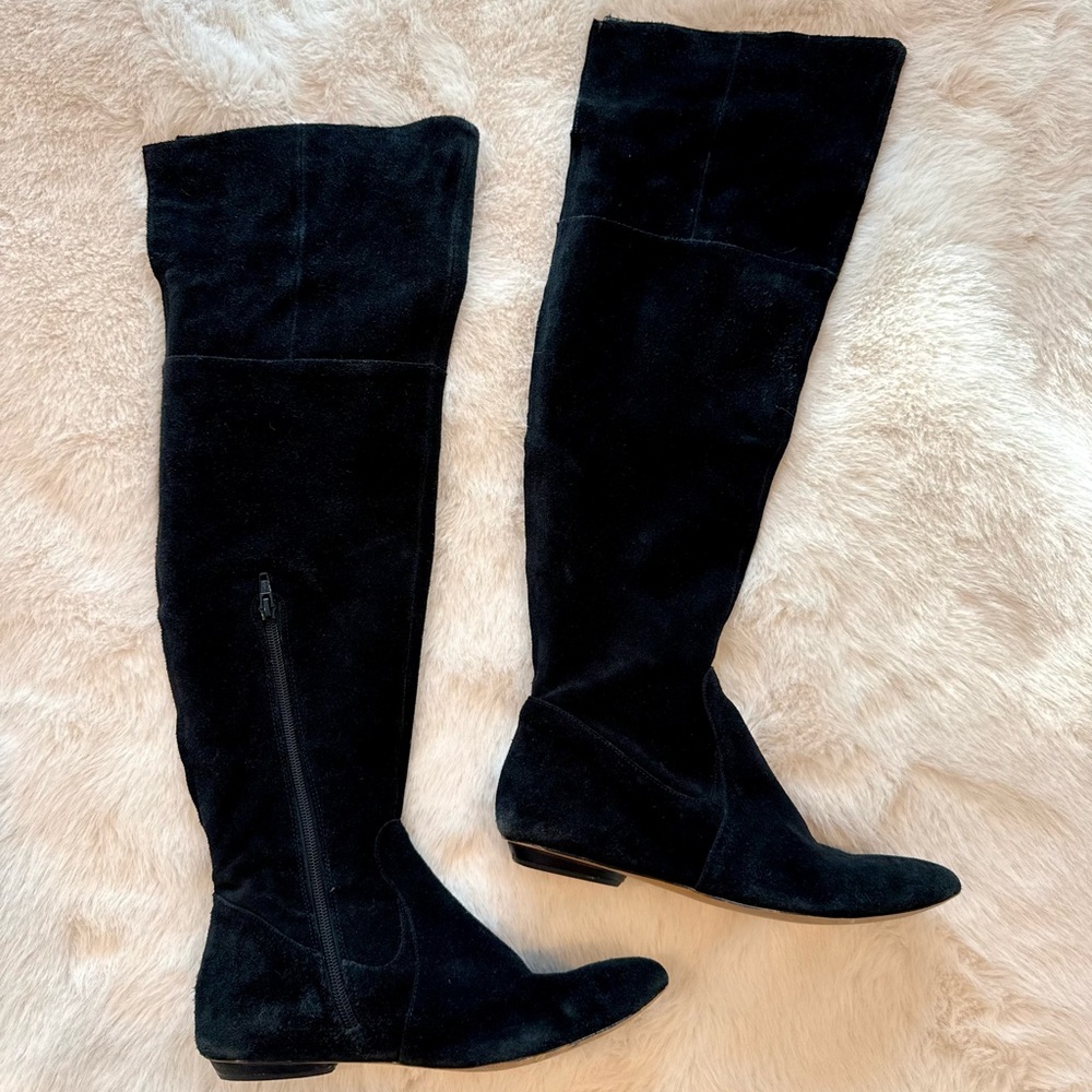 Renvy Black Suede Over-the-Knee Boots